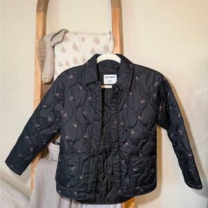 Old Navy Lightweight Quilted Girls Jacket Size Large 10-12 Ditsy Florals Navy